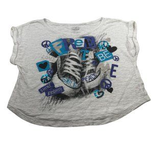 Justice Girl's Size 8 Tee Shirt Free To Be Me Sleeveless Cropped Preowned